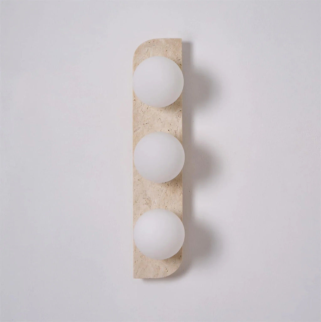 Wall Lamp | Travertine Stone & Wood Damp-Rated | Single/Double/Triple Options