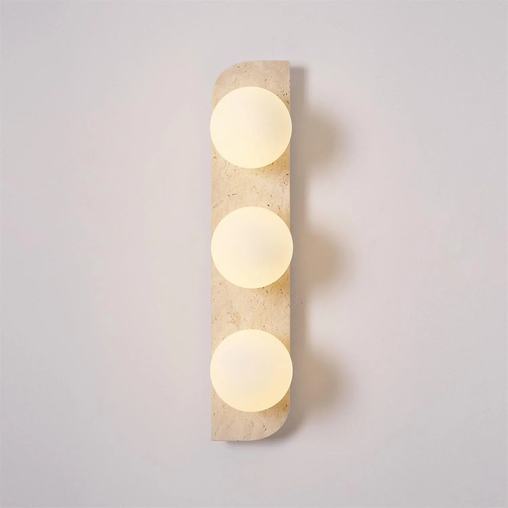 Wall Lamp | Travertine Stone & Wood Damp-Rated | Single/Double/Triple Options
