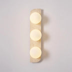 Wall Lamp | Travertine Stone & Wood Damp-Rated | Single/Double/Triple Options