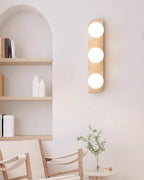 Wall Lamp | Travertine Stone & Wood Damp-Rated | Single/Double/Triple Options