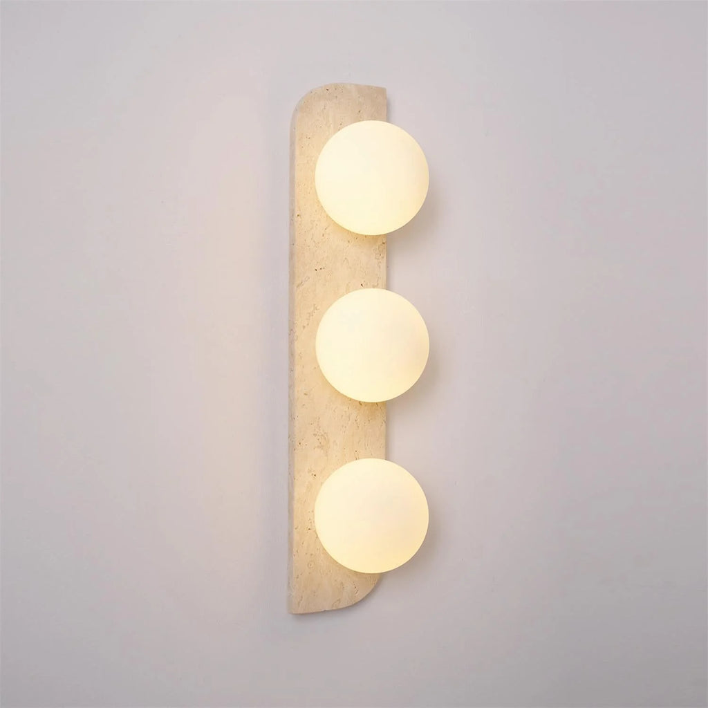 Wall Lamp | Travertine Stone & Wood Damp-Rated | Single/Double/Triple Options