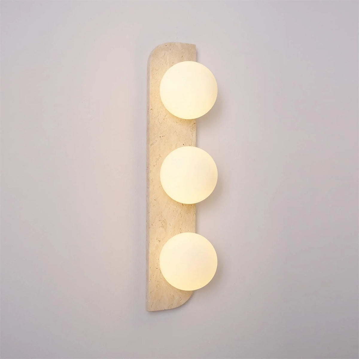 Wall Lamp | Travertine Stone & Wood Damp-Rated | Single/Double/Triple Options