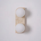 Wall Lamp | Travertine Stone & Wood Damp-Rated | Single/Double/Triple Options