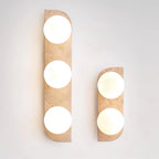 Wall Lamp | Travertine Stone & Wood Damp-Rated | Single/Double/Triple Options