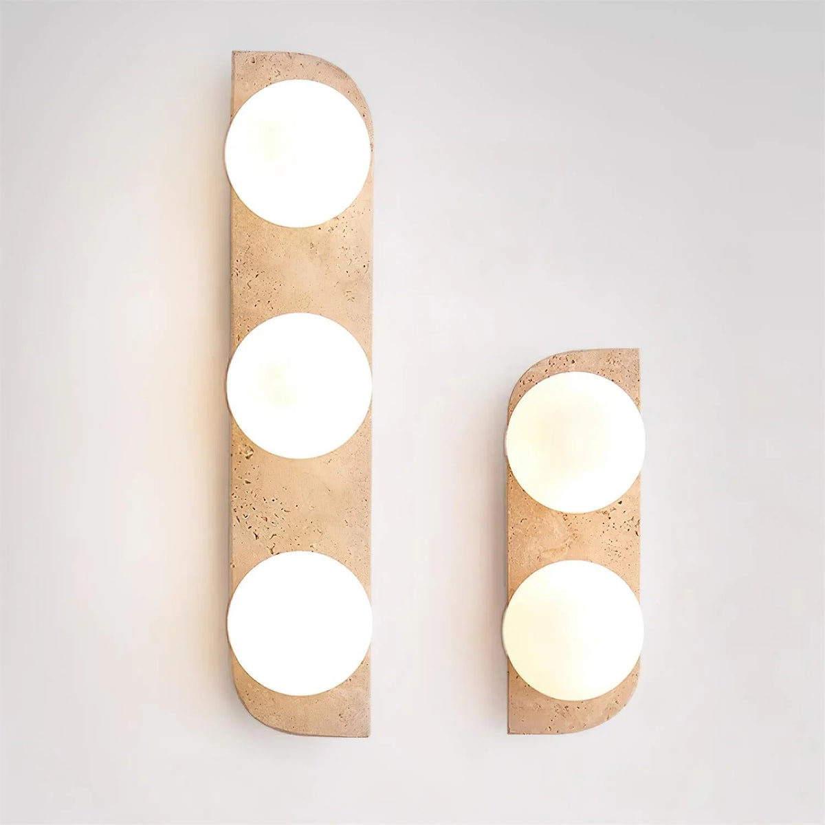 Wall Lamp | Travertine Stone & Wood Damp-Rated | Single/Double/Triple Options