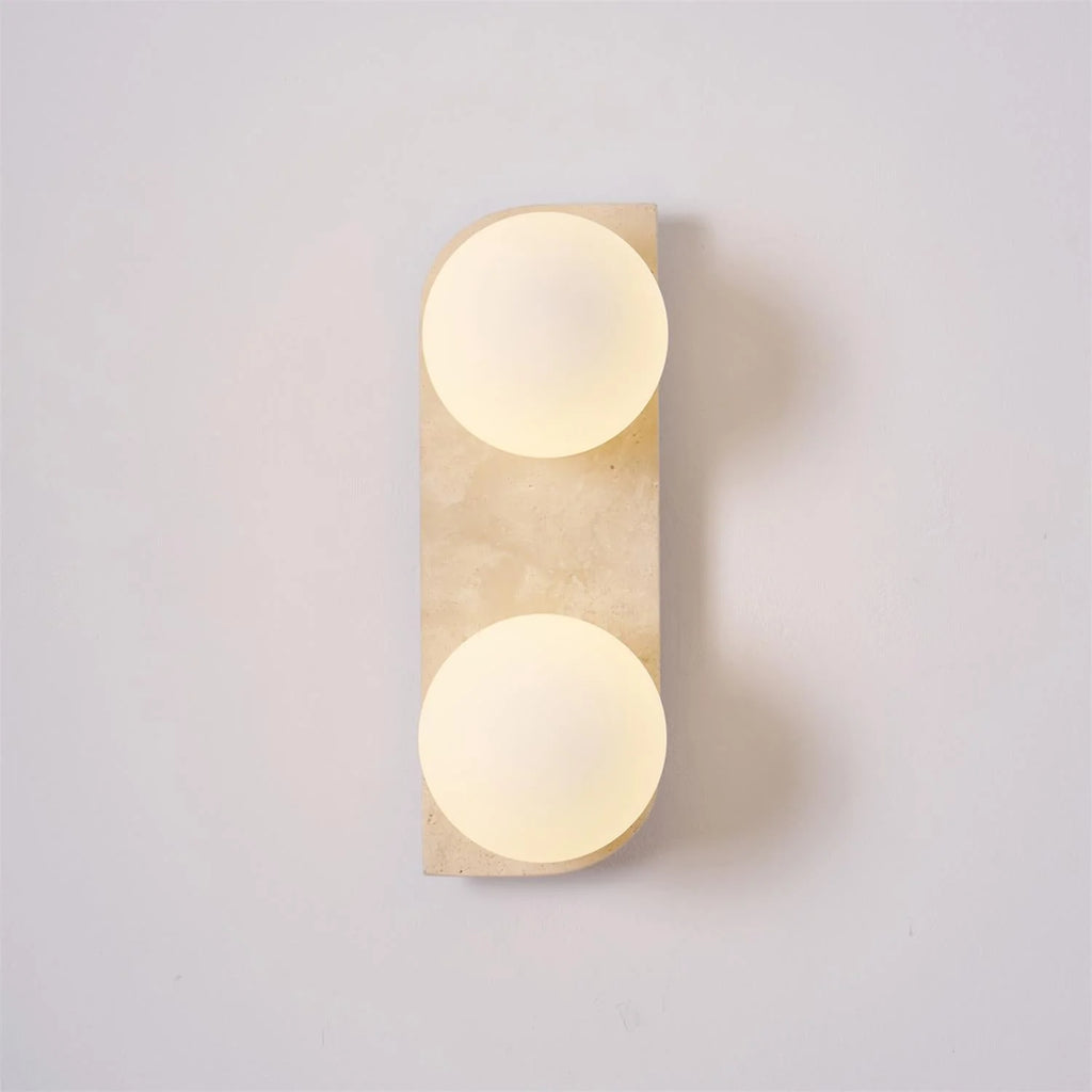 Wall Lamp | Travertine Stone & Wood Damp-Rated | Single/Double/Triple Options