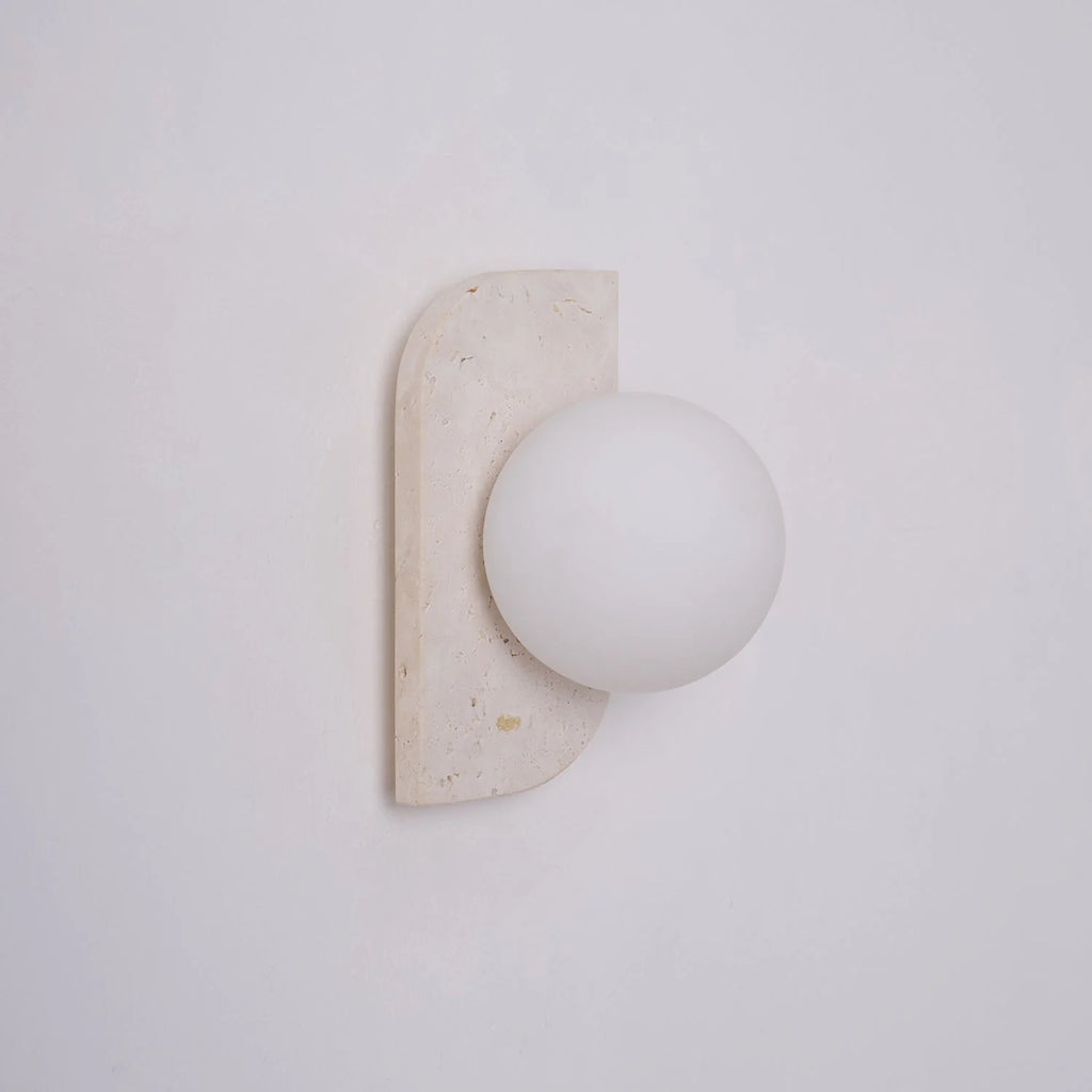 Wall Lamp | Travertine Stone & Wood Damp-Rated | Single/Double/Triple Options