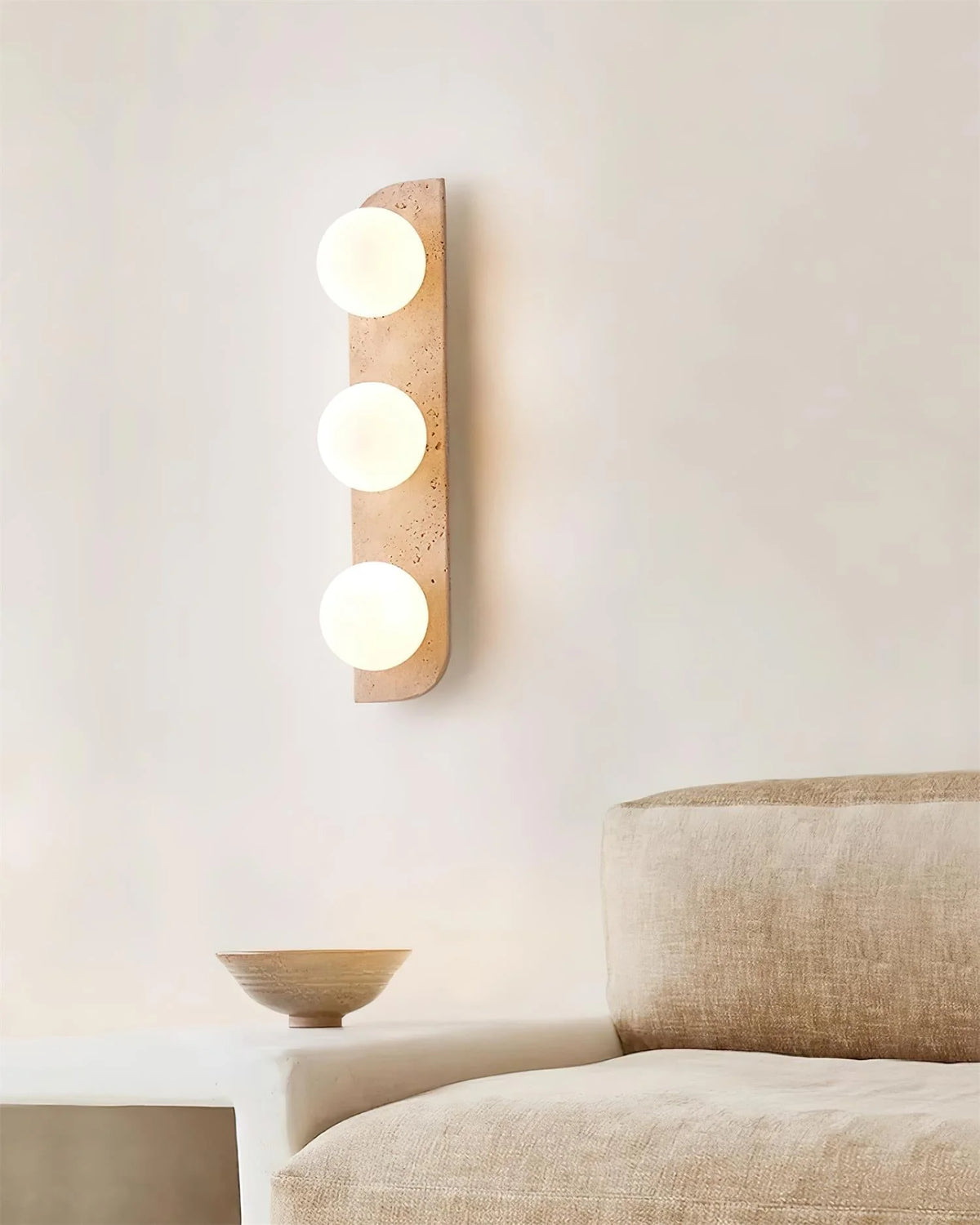 Wall Lamp | Travertine Stone & Wood Damp-Rated | Single/Double/Triple Options