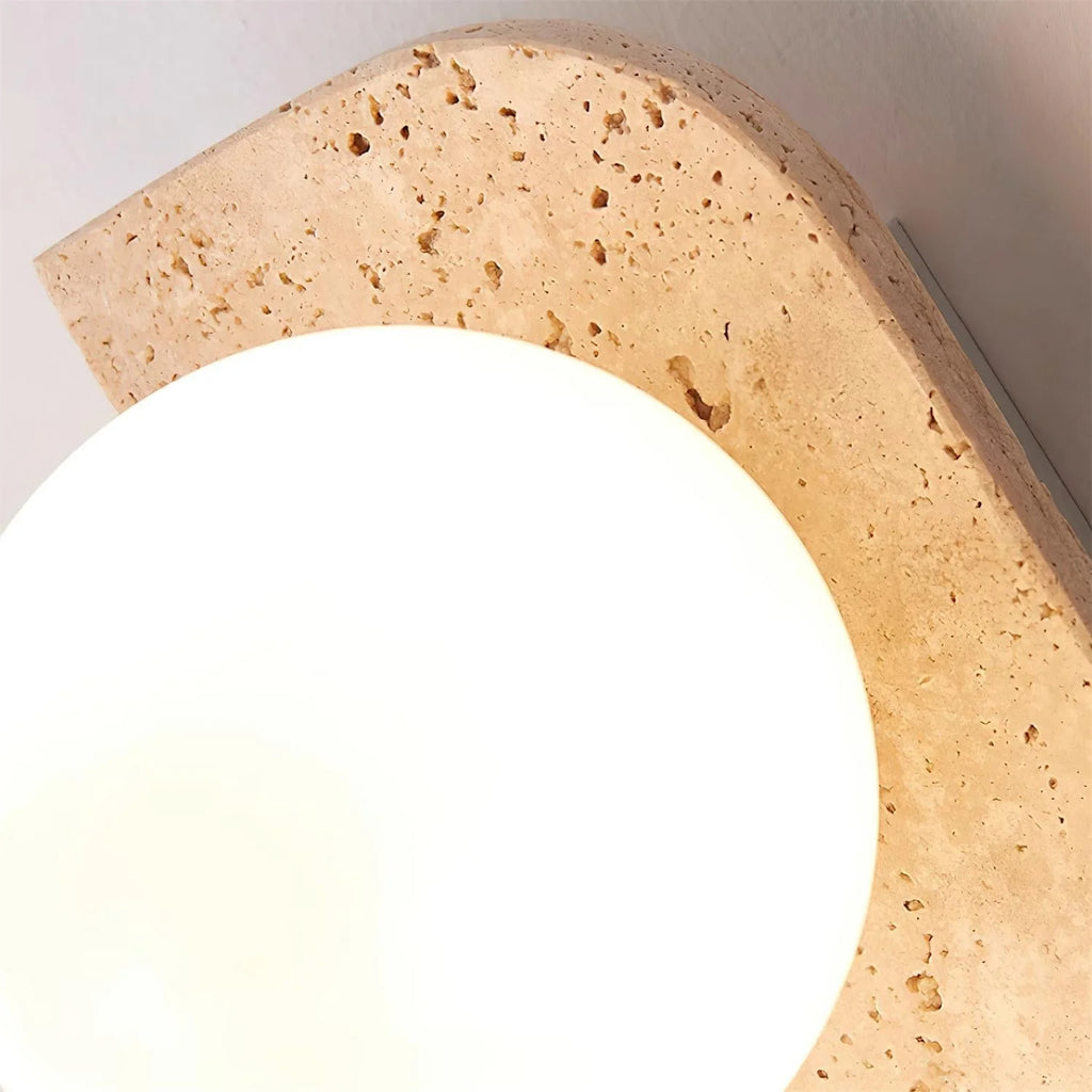 Wall Lamp | Travertine Stone & Wood Damp-Rated | Single/Double/Triple Options