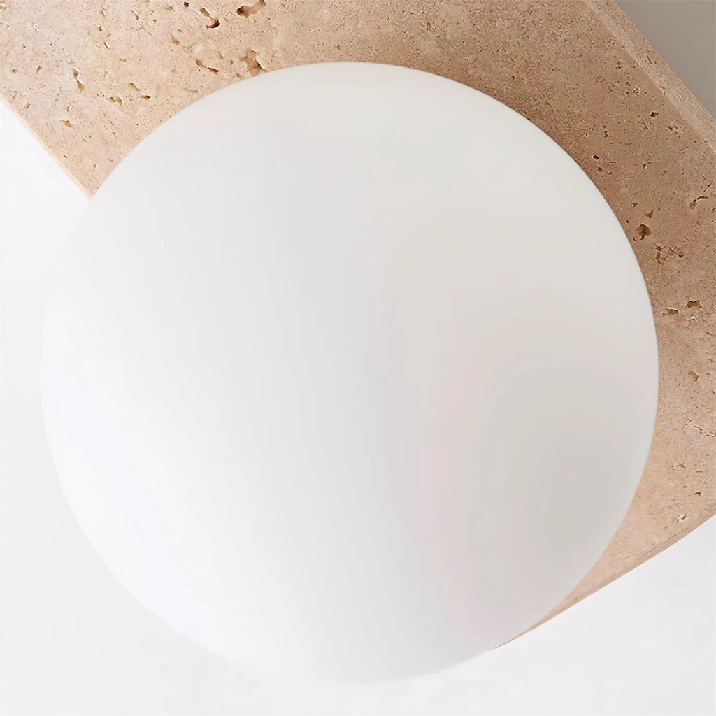 Wall Lamp | Travertine Stone & Wood Damp-Rated | Single/Double/Triple Options