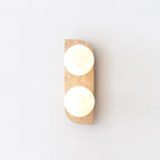 Wall Lamp | Travertine Stone & Wood Damp-Rated | Single/Double/Triple Options