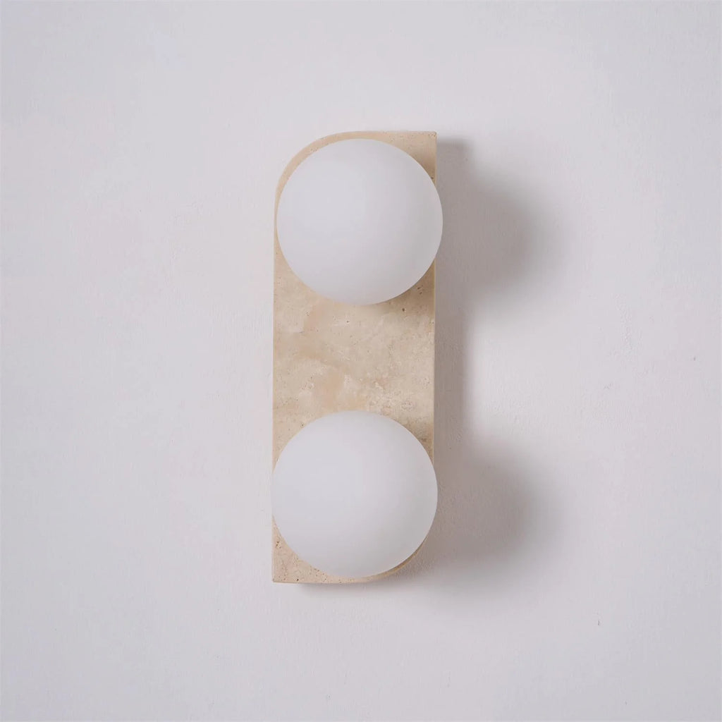 Wall Lamp | Travertine & Wood Damp Rated | Single/Double/Triple