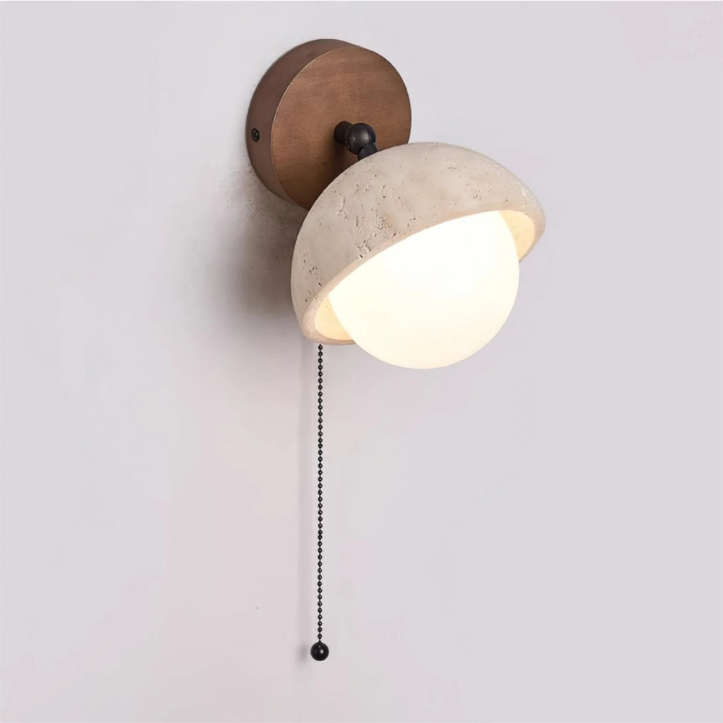 Wall Lamp | Travertine & Wood Dimmable