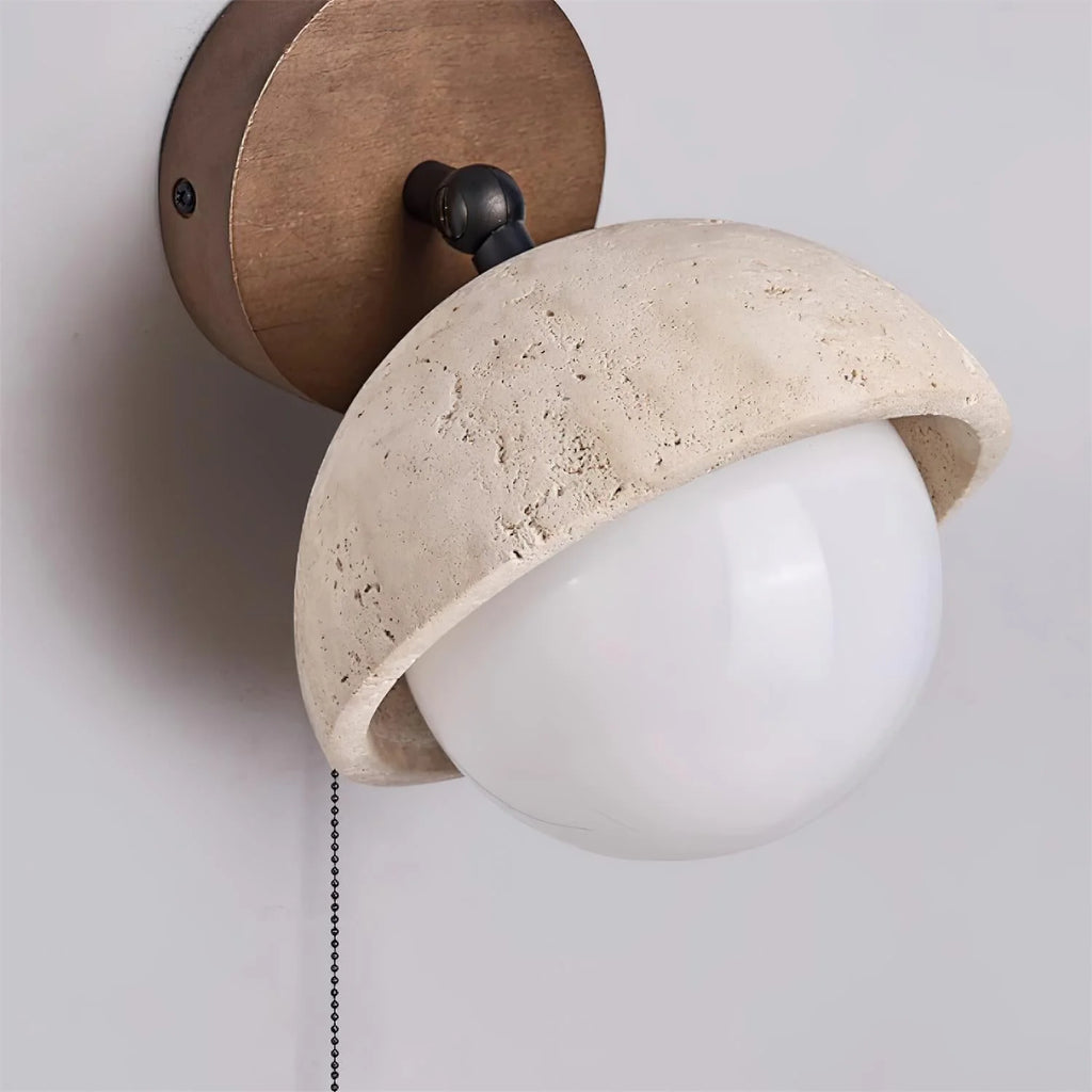 Wall Lamp | Travertine & Wood Dimmable