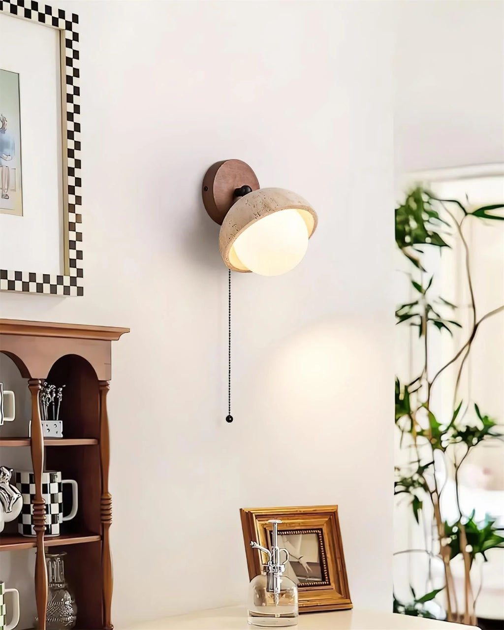 Wall Lamp | Travertine & Wood Dimmable