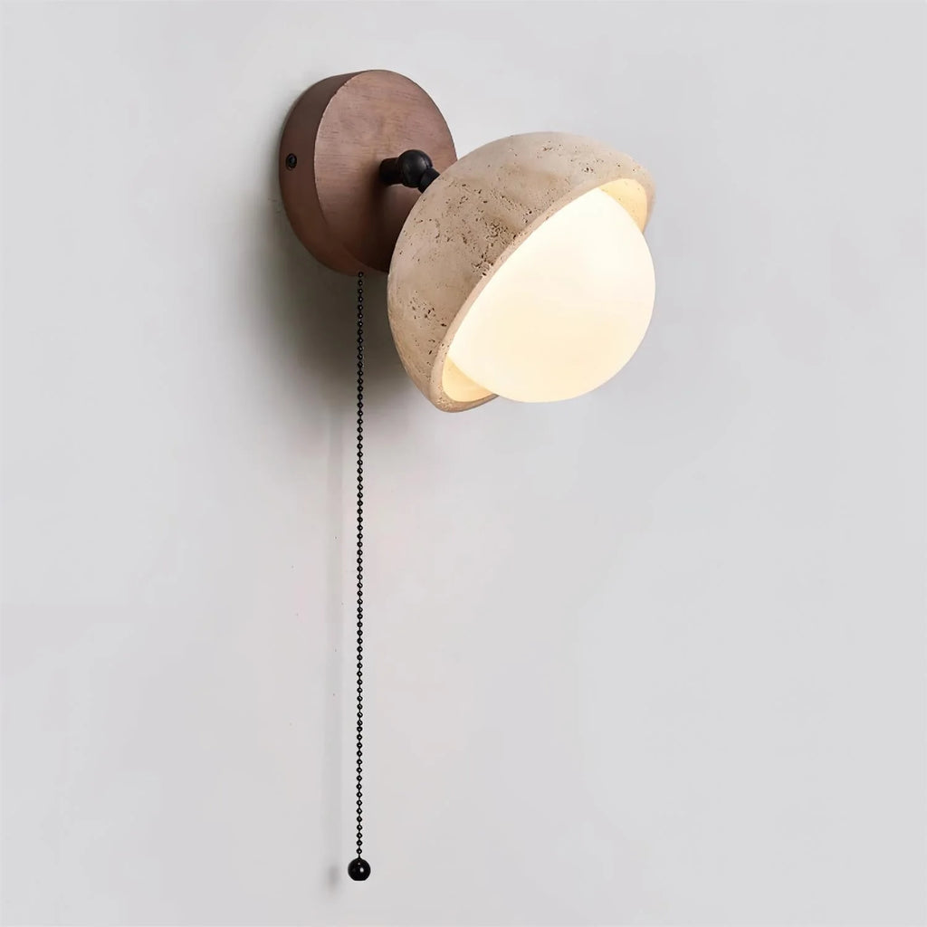 Wall Lamp | Travertine & Wood Dimmable