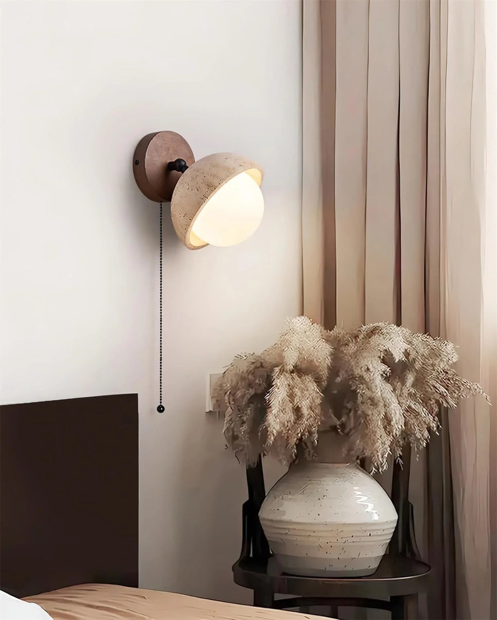 Wall Lamp | Travertine & Wood Dimmable