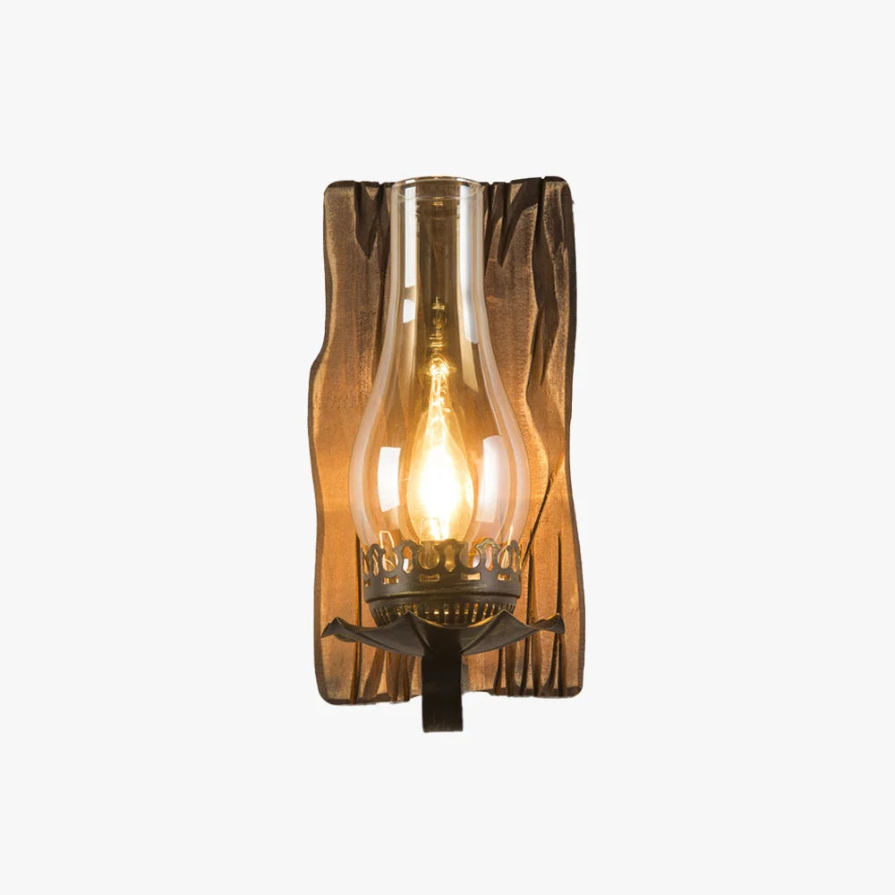 Wall Lamp | Vintage Candle Design & Pine Wood & Metal