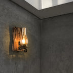 Wall Lamp | Vintage Candle Design & Pine Wood & Metal