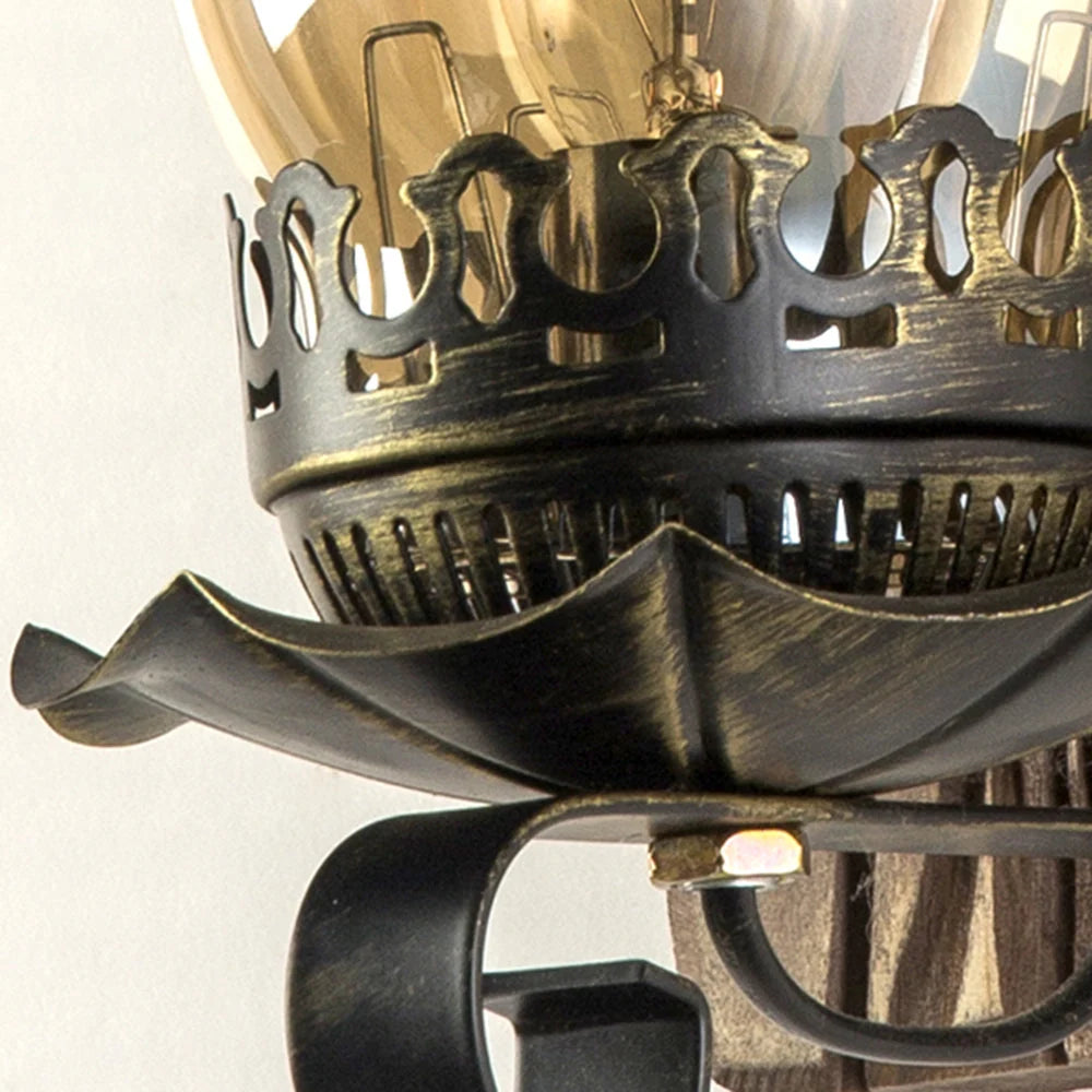 Wall Lamp | Vintage Candle Design & Pine Wood & Metal