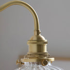 Wall Lamp | Vintage Glass Shade & Brass Finish | Pull Chain