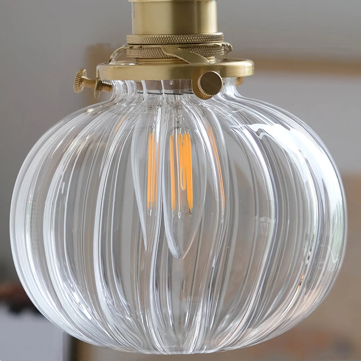 Wall Lamp | Vintage Glass Shade & Brass Finish | Pull Chain