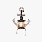 Wall Lamp | Vintage Nautical Pine Wood & Metal