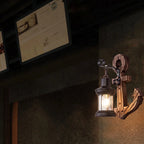 Wall Lamp | Vintage Nautical Pine Wood & Metal