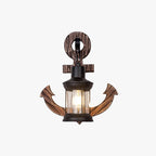 Wall Lamp | Vintage Nautical Pine Wood & Metal