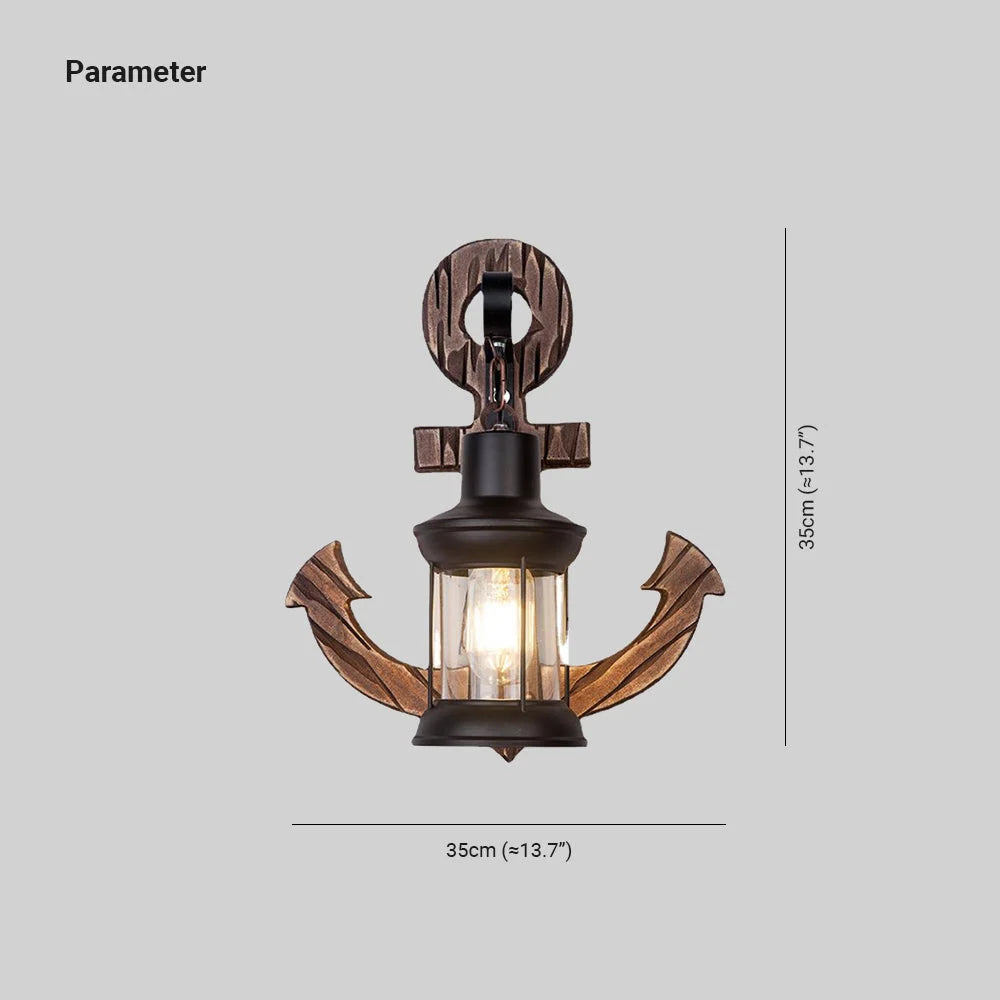 Wall Lamp | Vintage Nautical Pine Wood & Metal