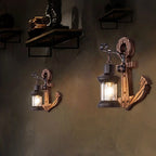 Wall Lamp | Vintage Nautical Pine Wood & Metal