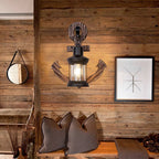 Wall Lamp | Vintage Nautical Pine Wood & Metal