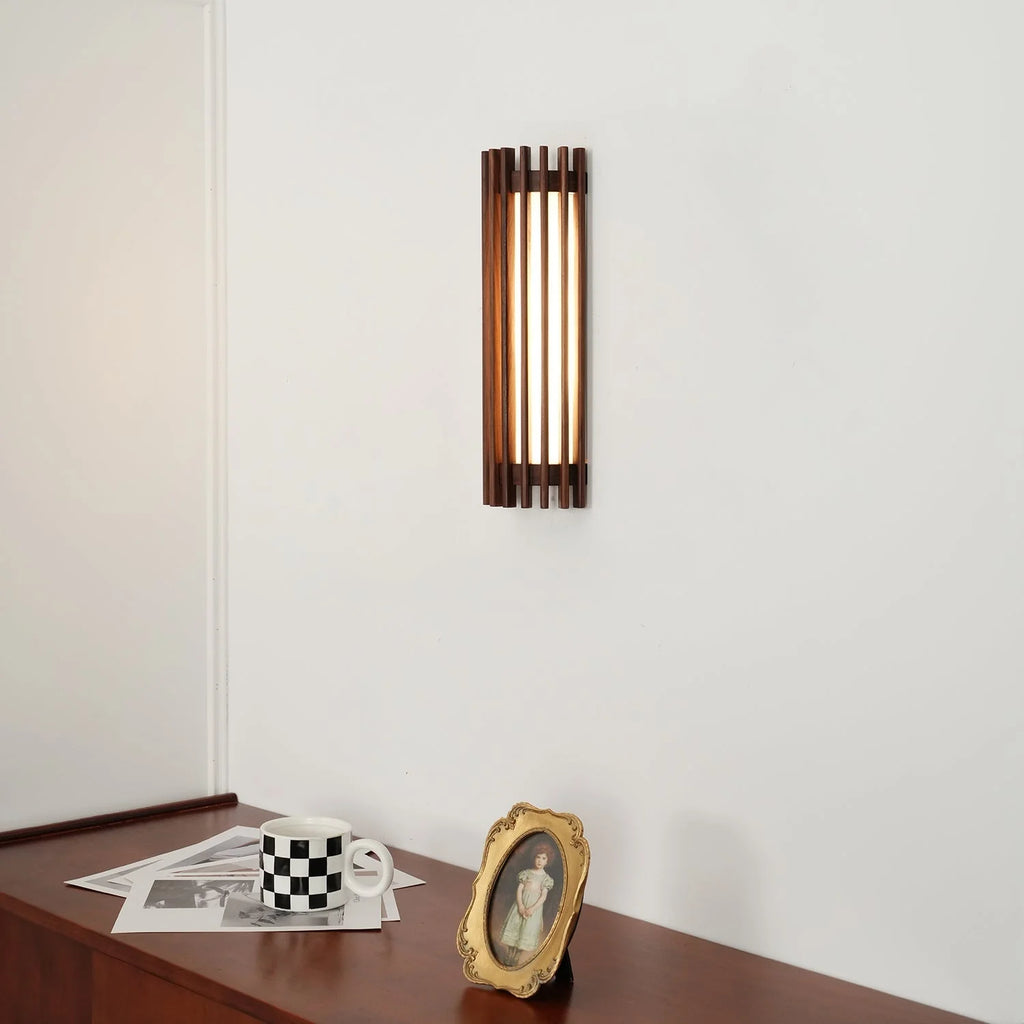 Wall Lamp | Walnut Wood & Acrylic Shade | Warm Ambient Lighting