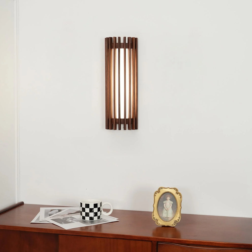 Wall Lamp | Walnut Wood & Acrylic Shade | Warm Ambient Lighting