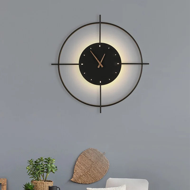 Wall Lamp | Warm LED & Built-In Clock | Metal & Acrylic