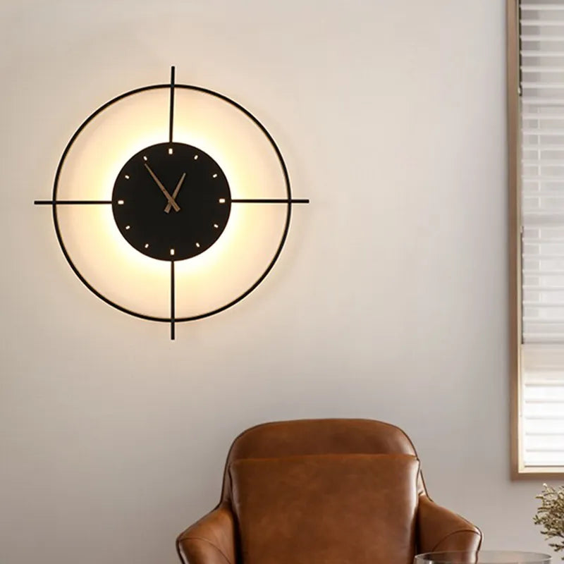 Wall Lamp | Warm LED & Built-In Clock | Metal & Acrylic
