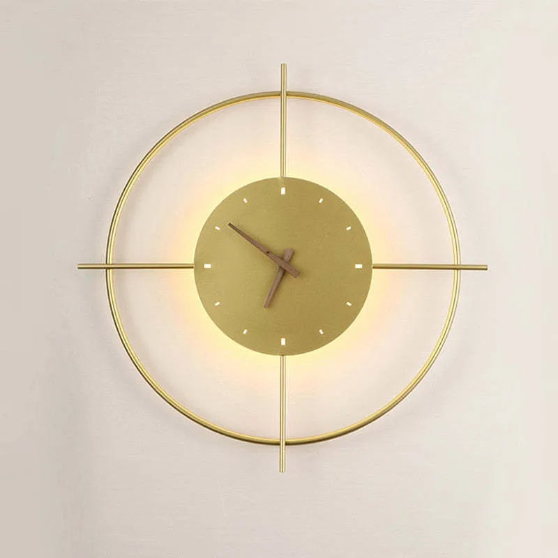 Wall Lamp | Warm LED & Built-In Clock | Metal & Acrylic