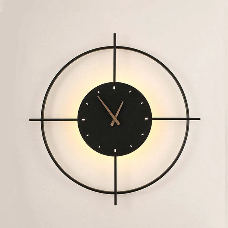 Wall Lamp | Warm LED & Built-In Clock | Metal & Acrylic