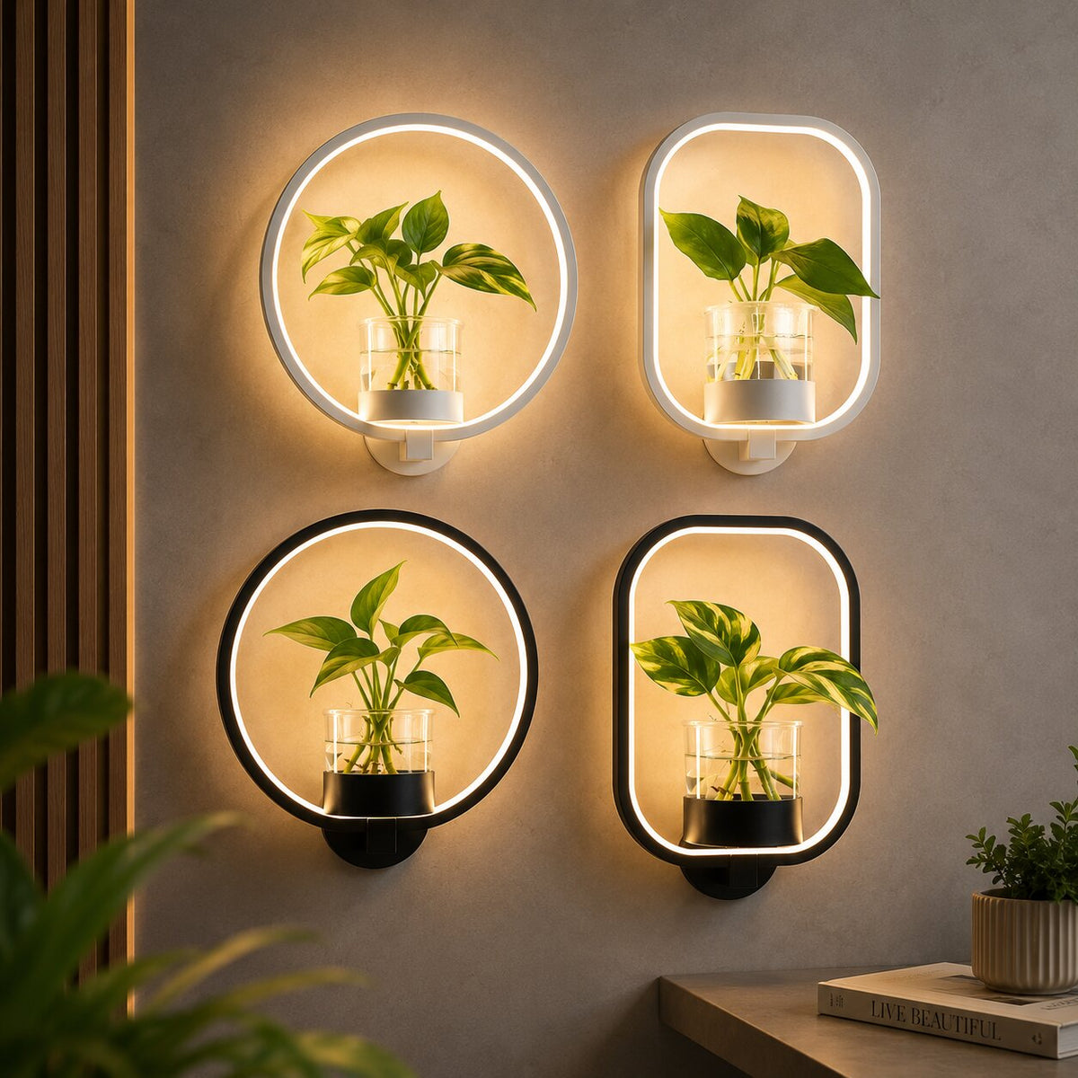 Wall Lamp | Warm White LED & Glass Vase