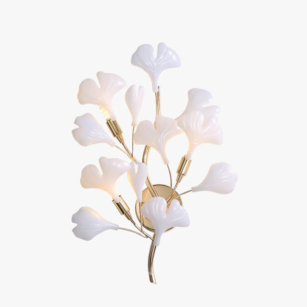 Wall Lamp | White & Gold Ceramic Floral