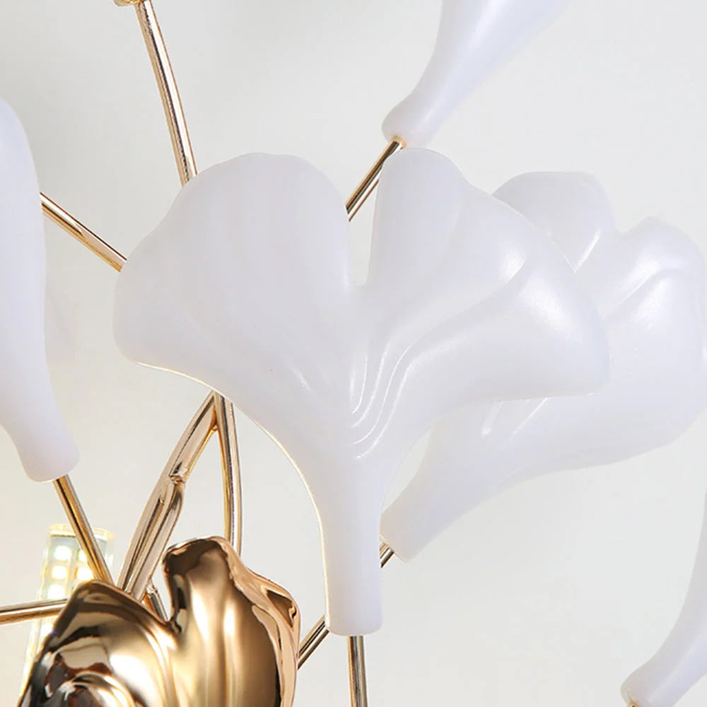 Wall Lamp | White & Gold Ceramic Floral
