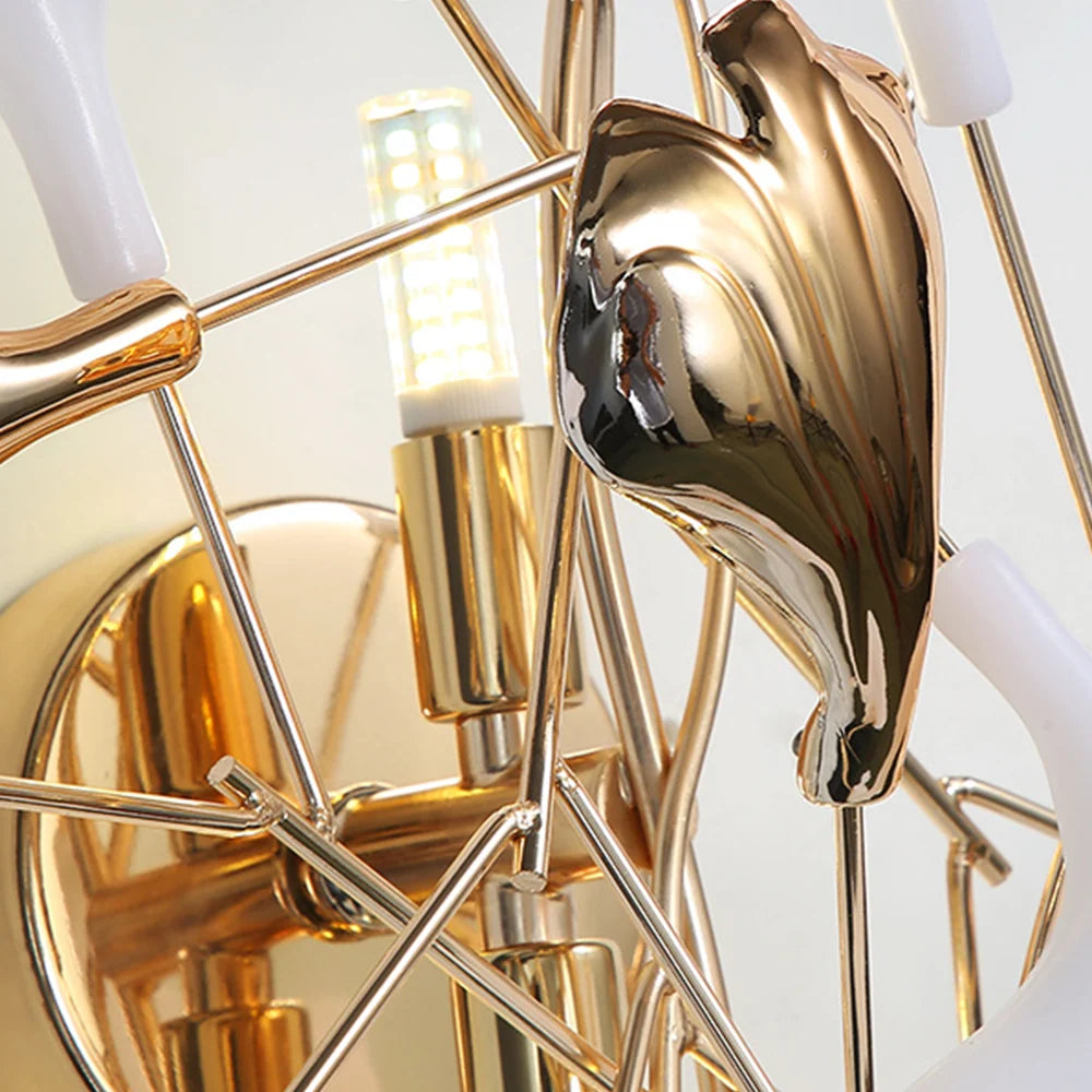 Wall Lamp | White & Gold Ceramic Floral