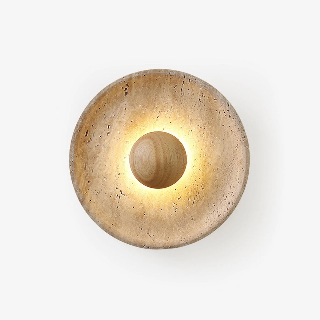 Wall Lamp with Travertine Disc