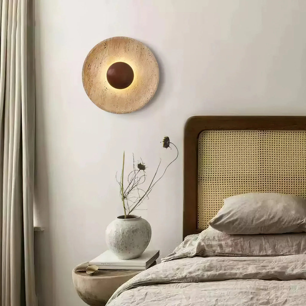 Wall Lamp with Travertine Disc