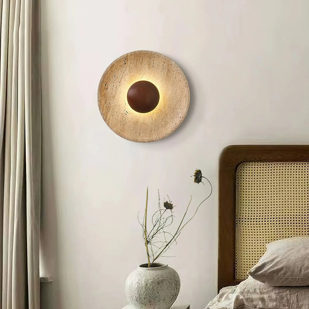 Wall Lamp with Travertine Disc