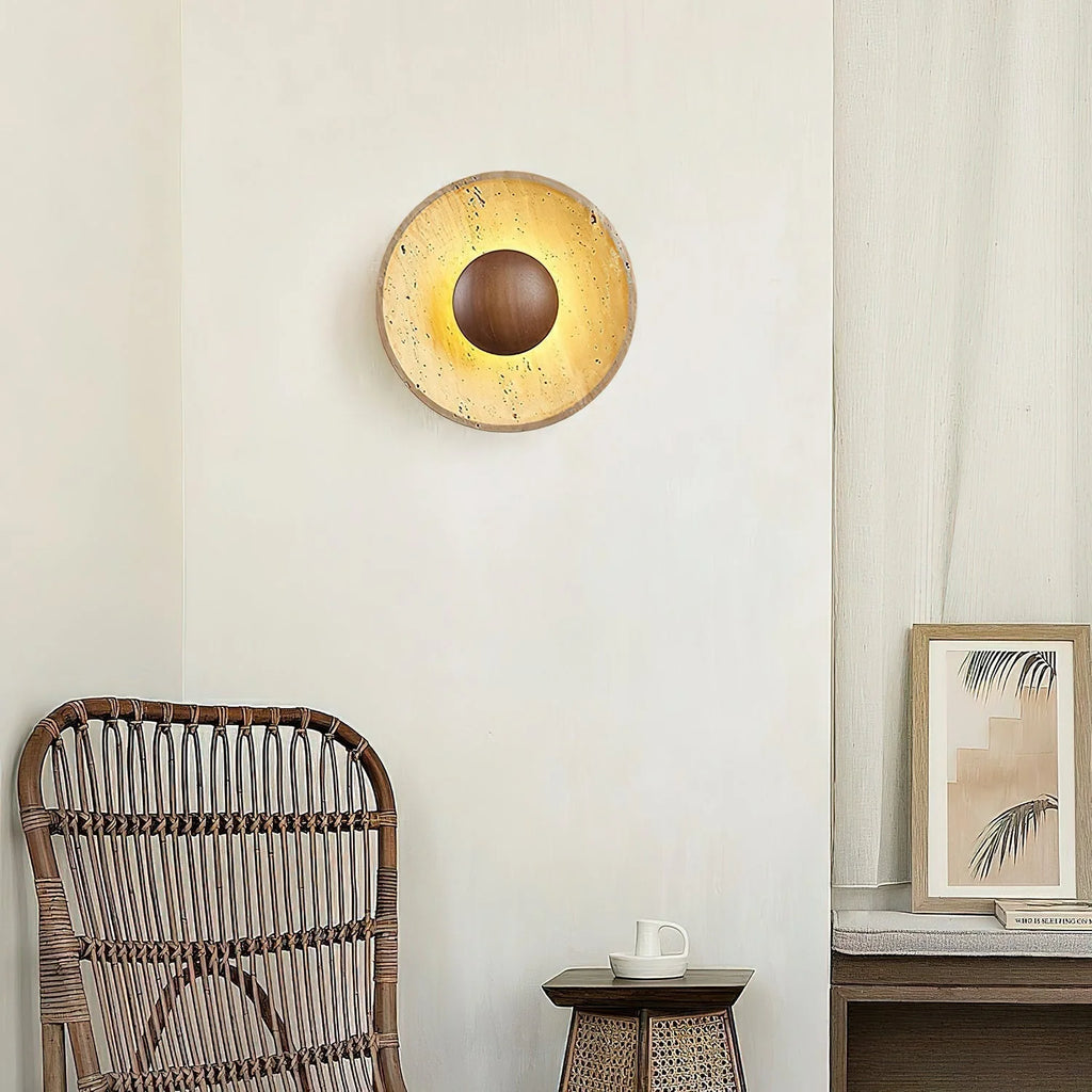 Wall Lamp with Travertine Disc