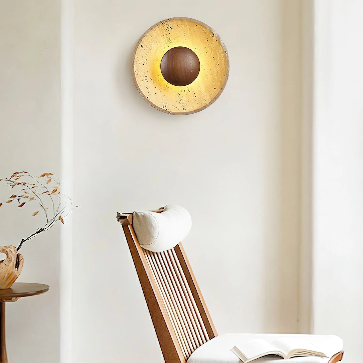 Wall Lamp with Travertine Disc