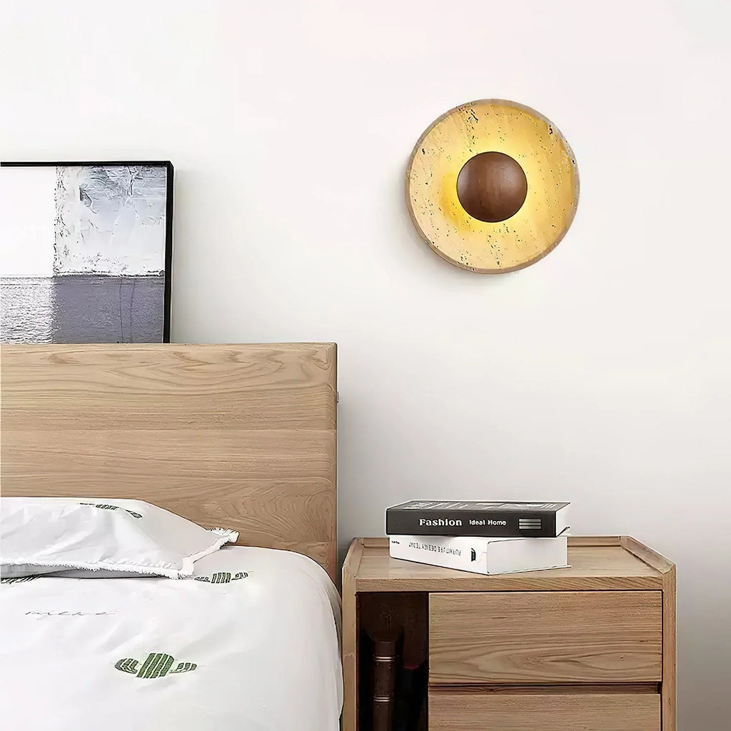 Wall Lamp with Travertine Disc