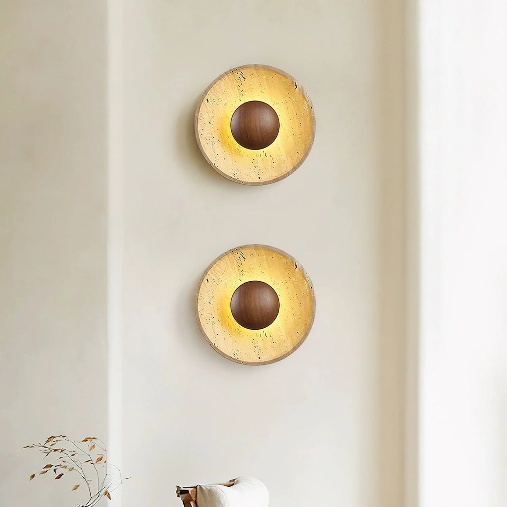Wall Lamp with Travertine Disc