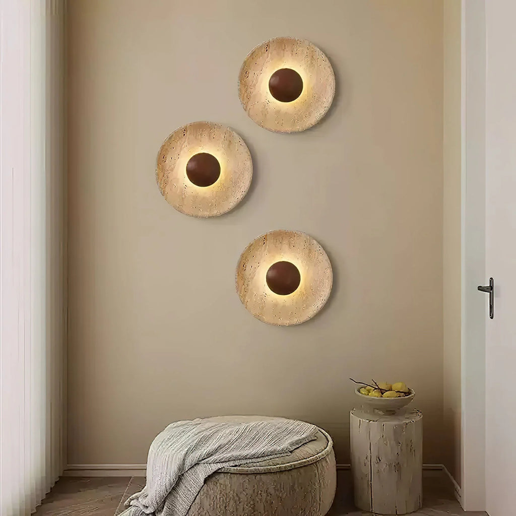 Wall Lamp with Travertine Disc